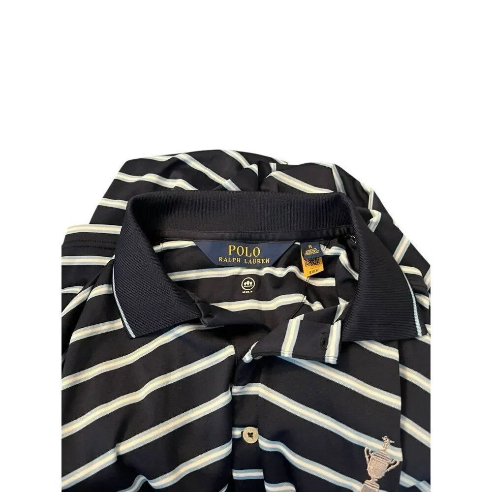 Ralph Lauren US Open 121ST Torrey Pines Medium Striped Polo Golf Shirt Trophy